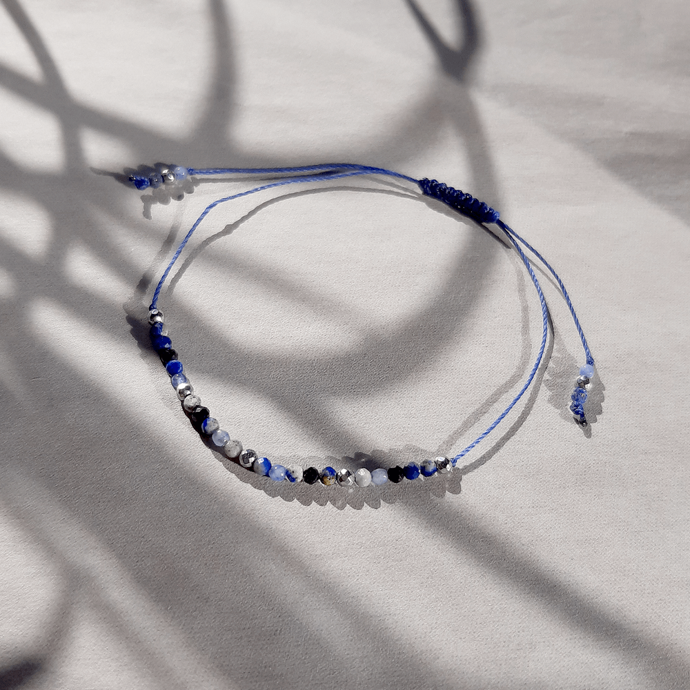 bransoletka lapis lazuli turmalin regulowana handmade