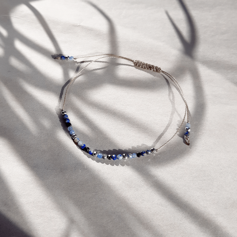 bransoletka lapis lazuli turmalin regulowana handmade