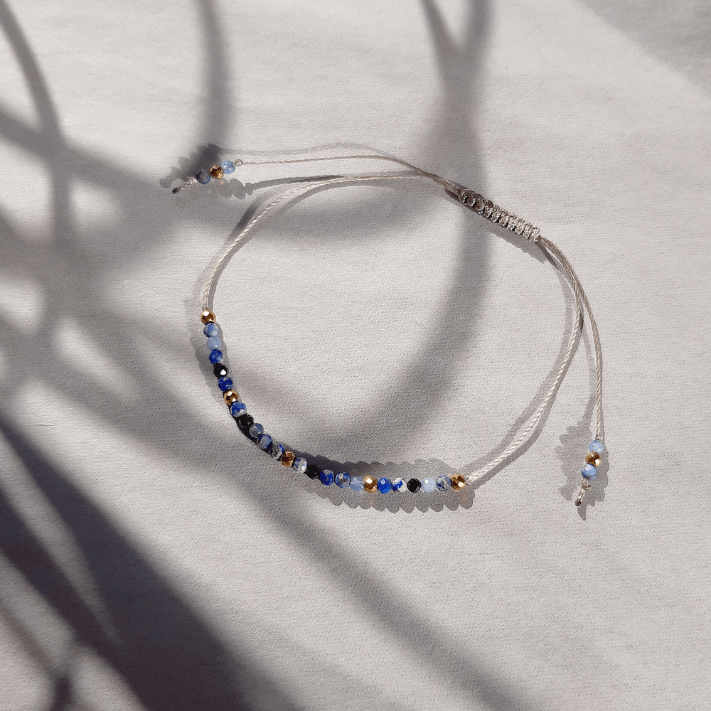 bransoletka lapis lazuli turmalin regulowana handmade