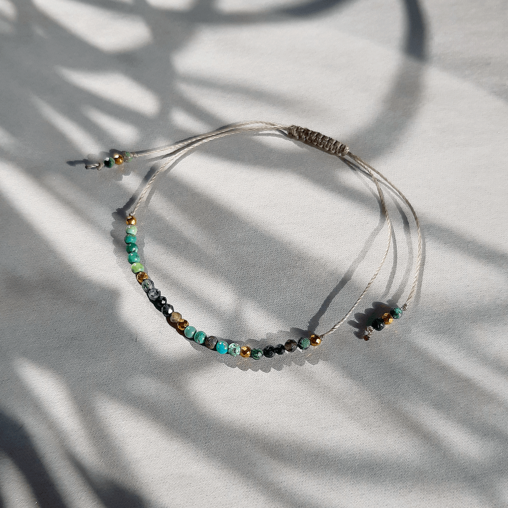 bransoletka turkus zoisyt regulowana handmade