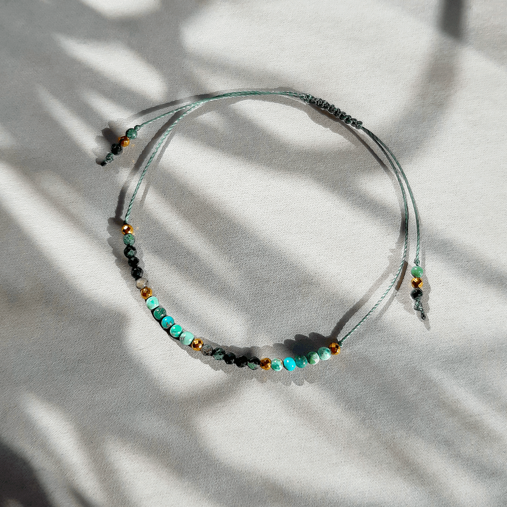 bransoletka turkus zoisyt regulowana handmade