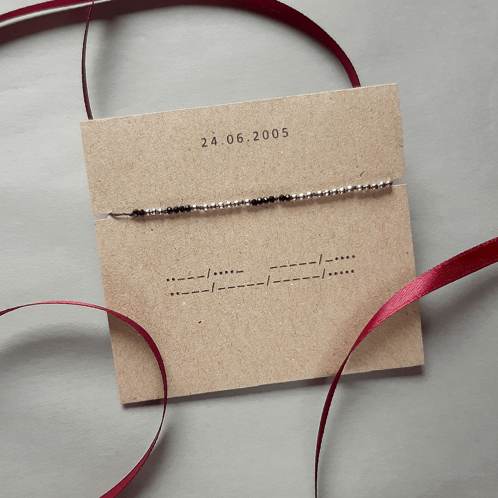 bransoletka alfabet morse cyfry data