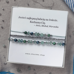 Bransoletka apatyt jadeit turkus z dedykacją KOMPLET