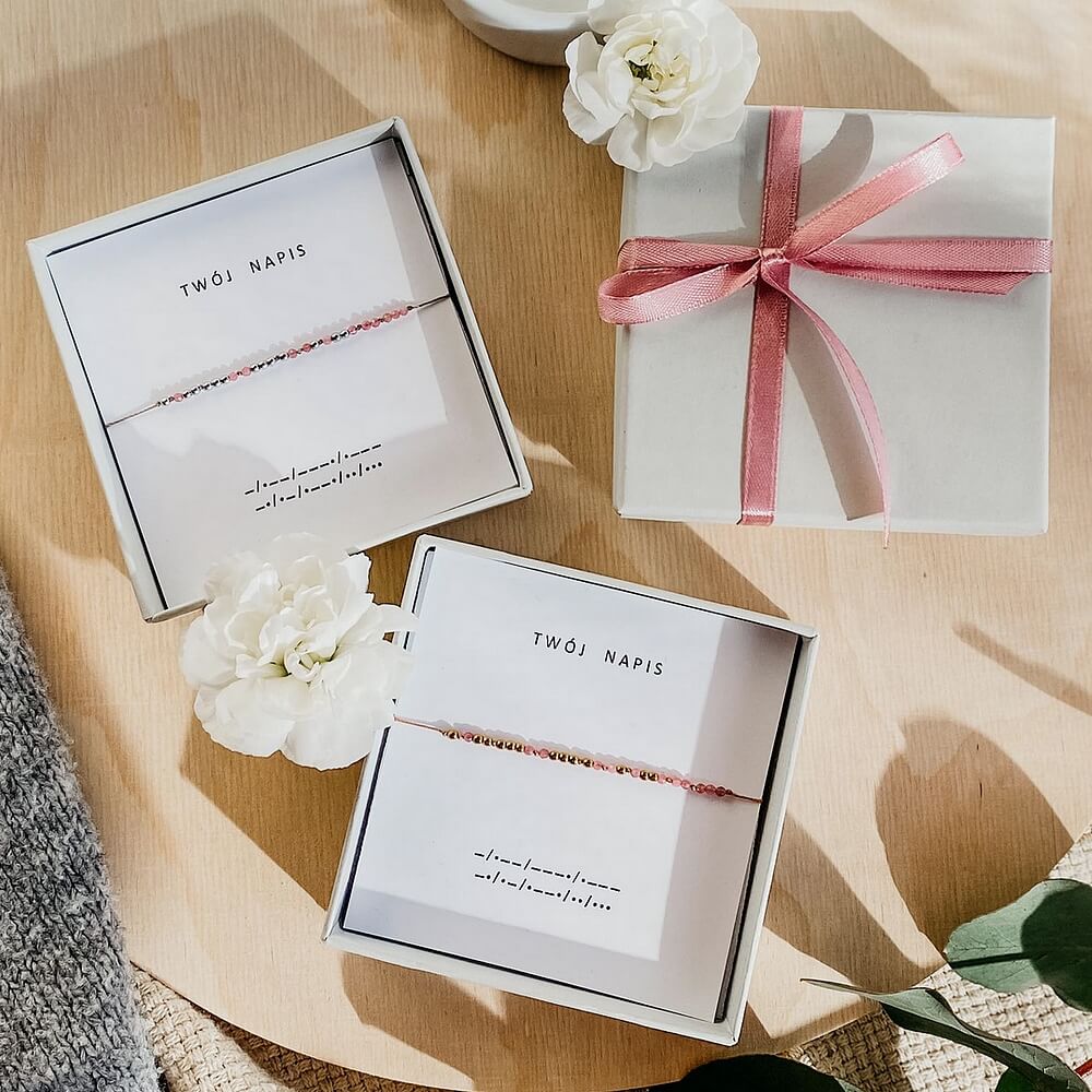 bransoletka alfabet morse kamienie naturalne