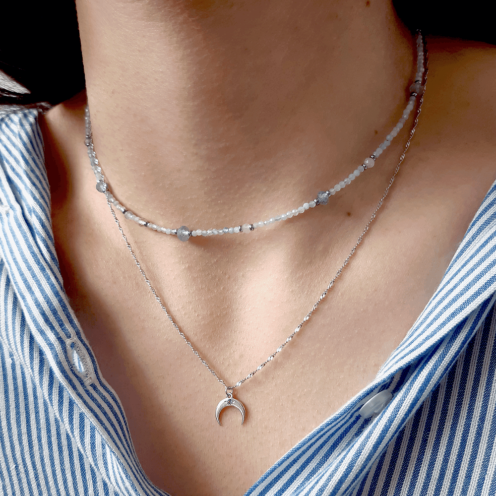 komplet naszyjników niebieskich