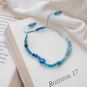 Błękitna cieniowana bransoletka apatyt jadeit chalcedon