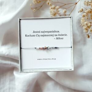 Delikatna bransoletka ze srebrnym sercem jaspis szafir kwarc agat rodochrozyt szafir