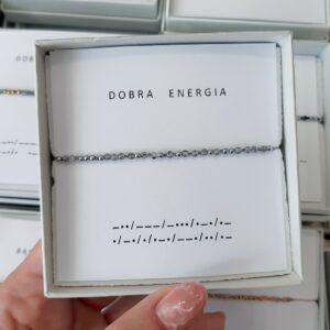 Bransoletka alfabet Morse’a DOBRA ENERGIA kwarc