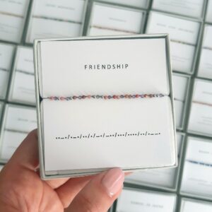 Różowo fioletowa bransoletka alfabet Morse’a FRIENDSHIP