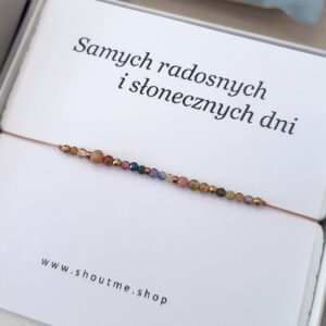 Kolorowa bransoletka z przeróżnych kamieni z dedykacją