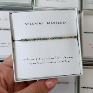 Zielona bransoletka alfabet Morse’a SPEŁNIAJ MARZENIA