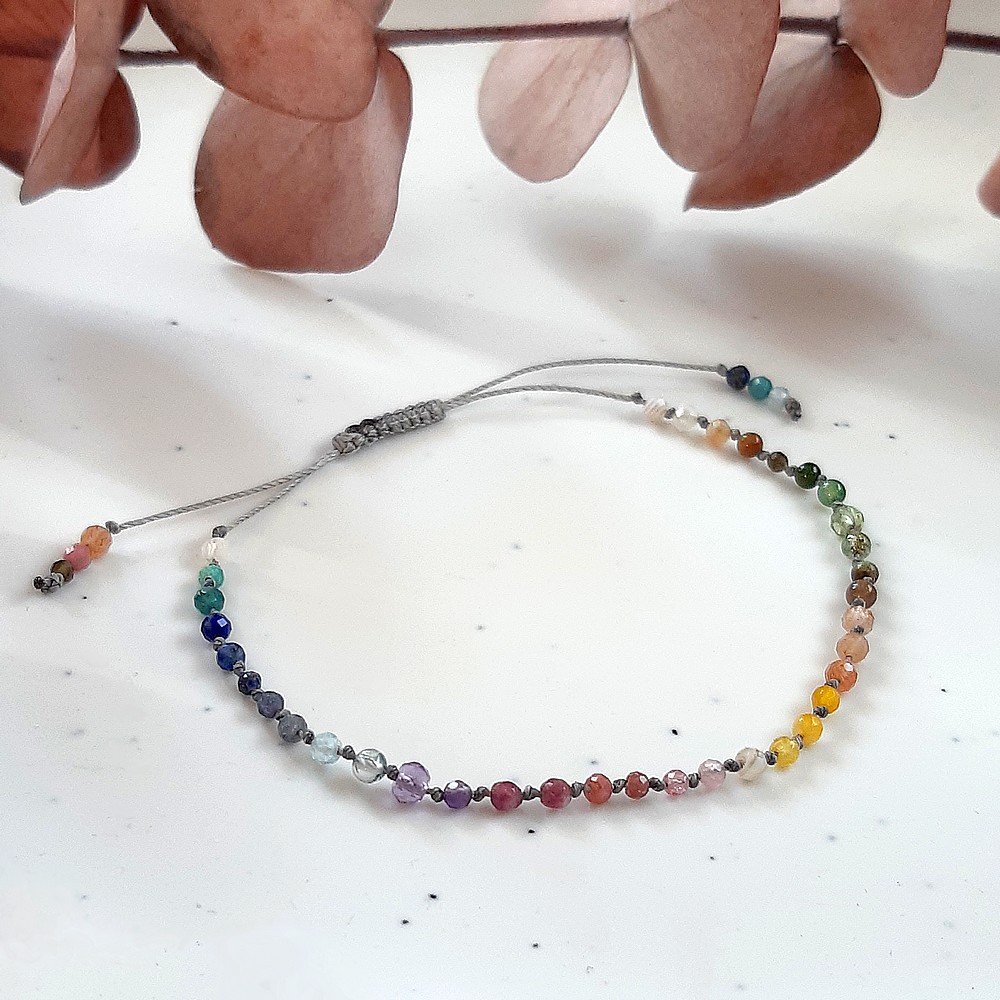 Super kolorowa tęczowa bransoletka z wielu różnych kamieni naturalnych