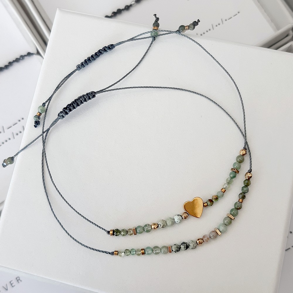 Bransoletki z zielonych kamieni turmalin agat turkus z dedykacja - obrazek 2