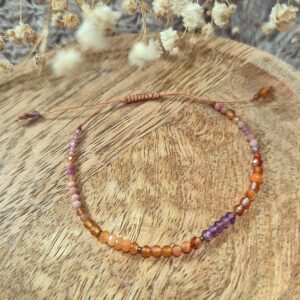 Pomarańczowo fioletowo różowa bransoletka z kamieni naturalnych