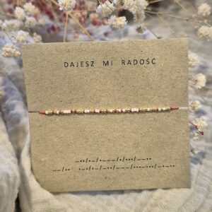 Bransoletka z napisem Dajesz mi radość alfabet Morse’a