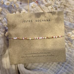 Bransoletka z napisem Jesteś Kochana alfabet Morse’a