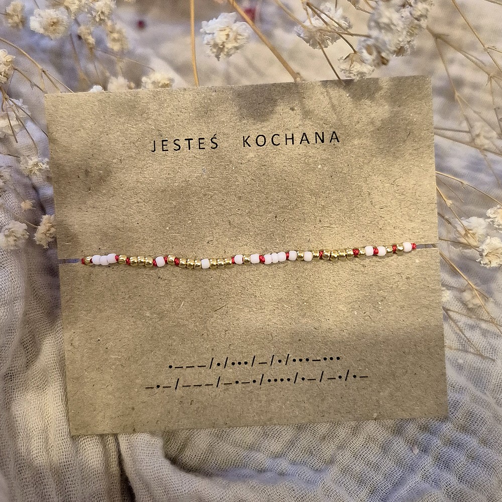 Bransoletka z napisem Jesteś Kochana alfabet Morse'a