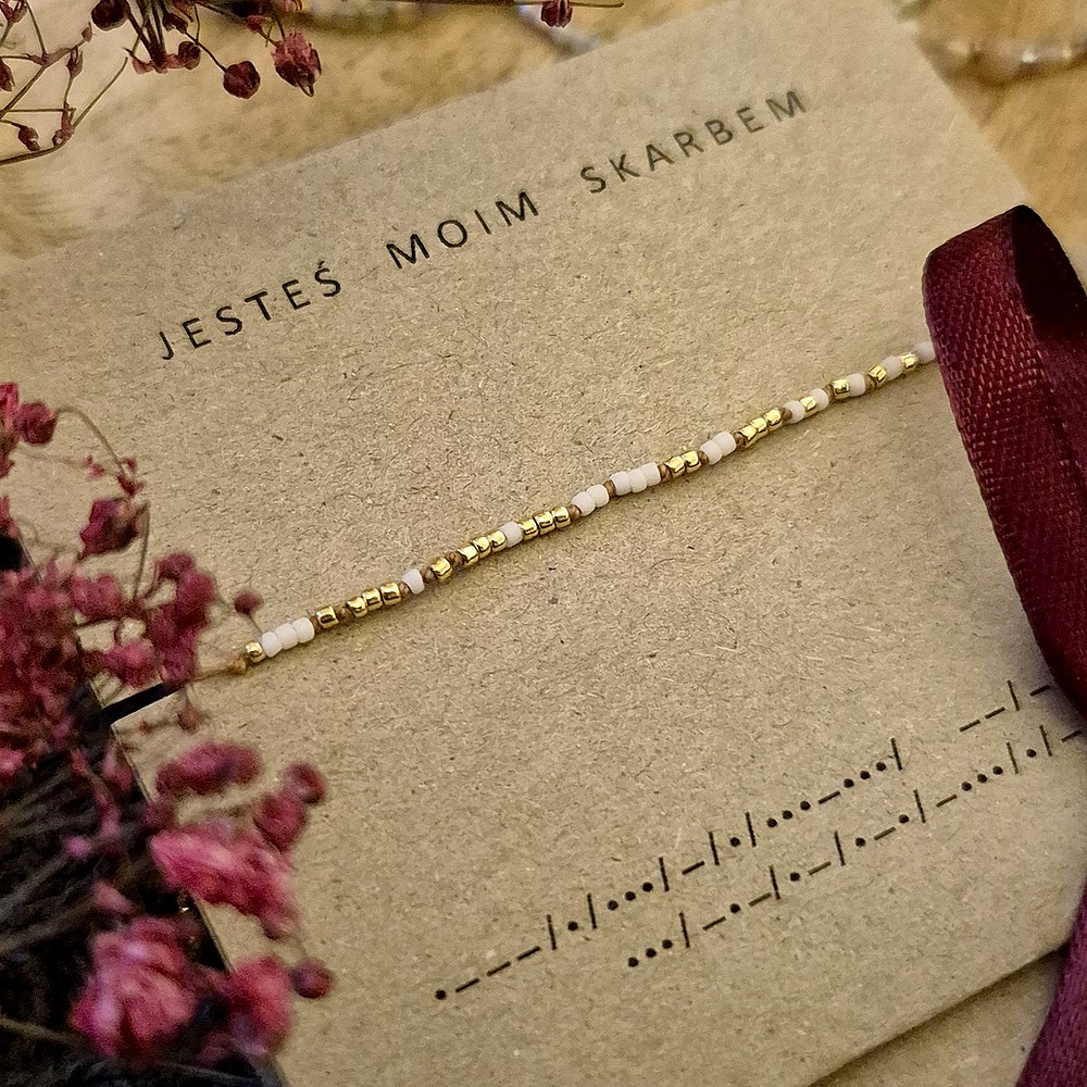 Bransoletka Jesteś Moim Skarbem z alfabetu Morse'a