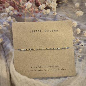 Bransoletka z napisem Jesteś Śliczna alfabet Morse’a