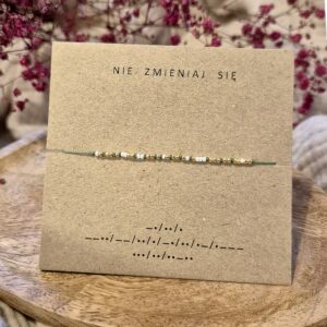 Bransoletka z napisem Nie Zmieniaj się alfabet Morse’a