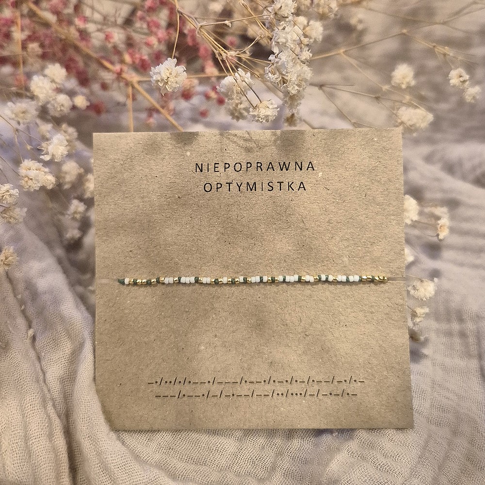 Bransoletka z napisem Niepoprawna Optymistka