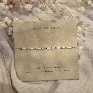 Bransoletka z napisem Uszy do góry alfabet Morse’a